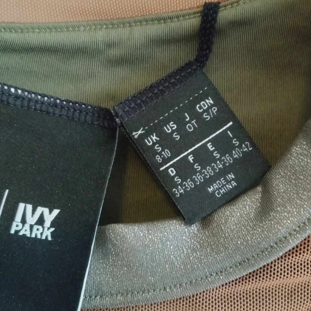 Adidas Ivy Park | Metallic Olive Green Swim Top with Cut Out & Open Mes… - Picture 9 of 14